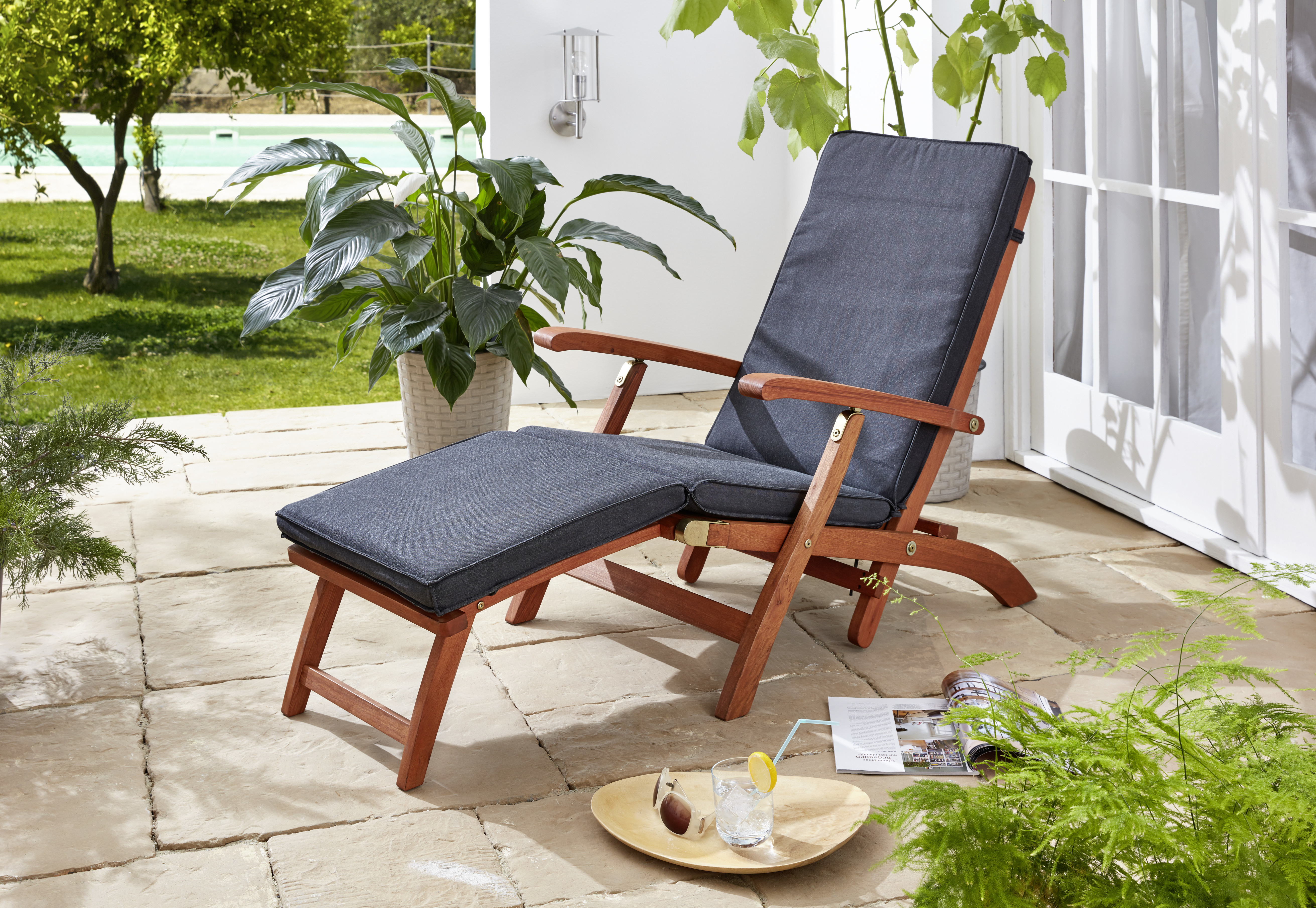Auflage Anthrazit zu Deckchair Santos  174x51x6cm Gartenliege Liegestuhl  Sonnenliege Relaxliege