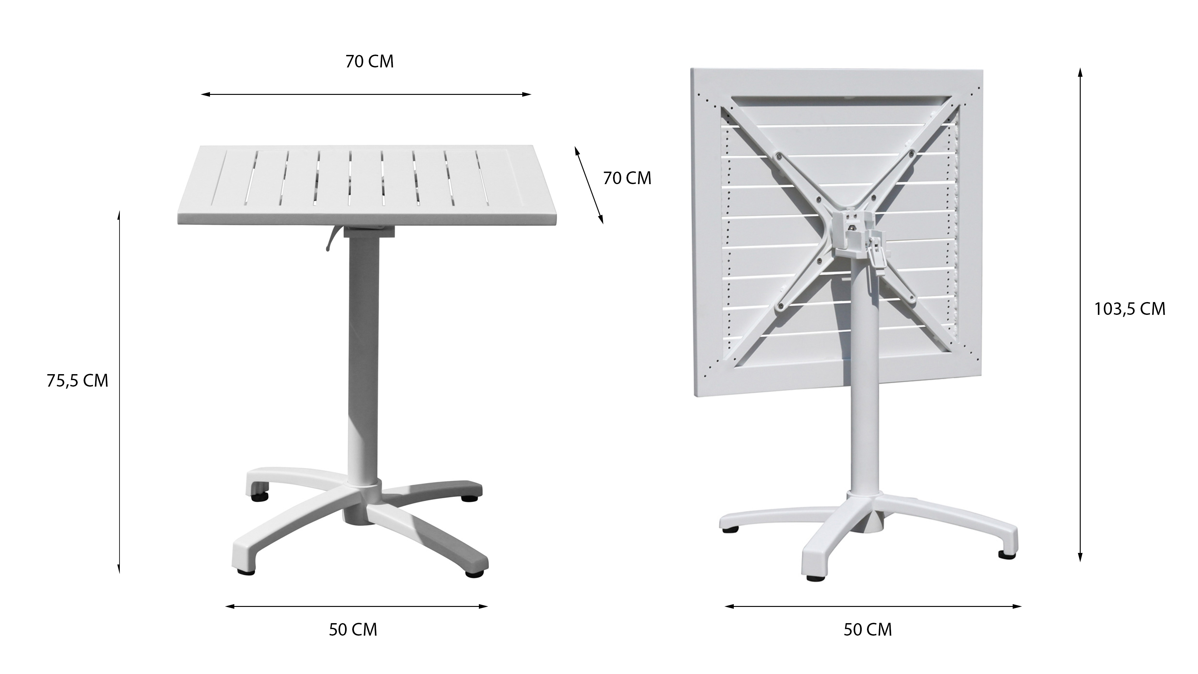 Klapptisch Sol aus pulverbeschichtetem  Aluminium - Weiß